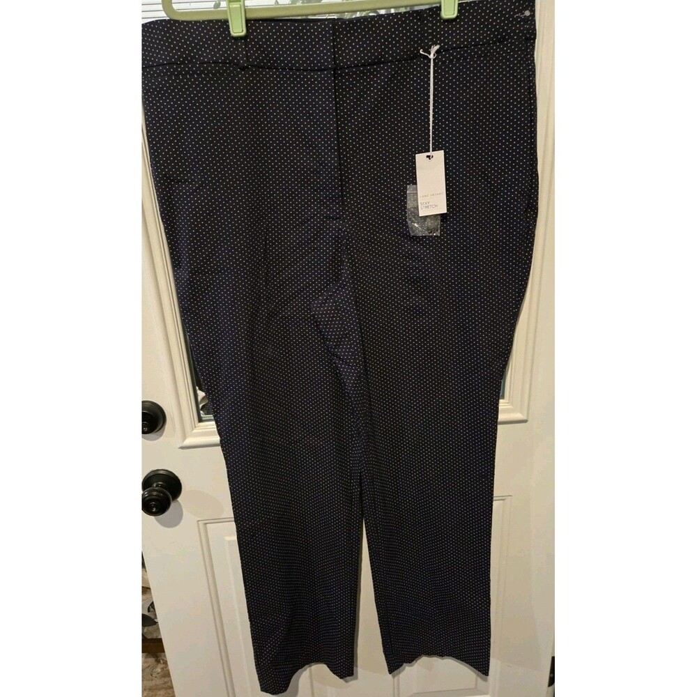 NWT Lane Bryant Dark Navy Polka Dot Straight Leg High Rise Pants women's plus 20